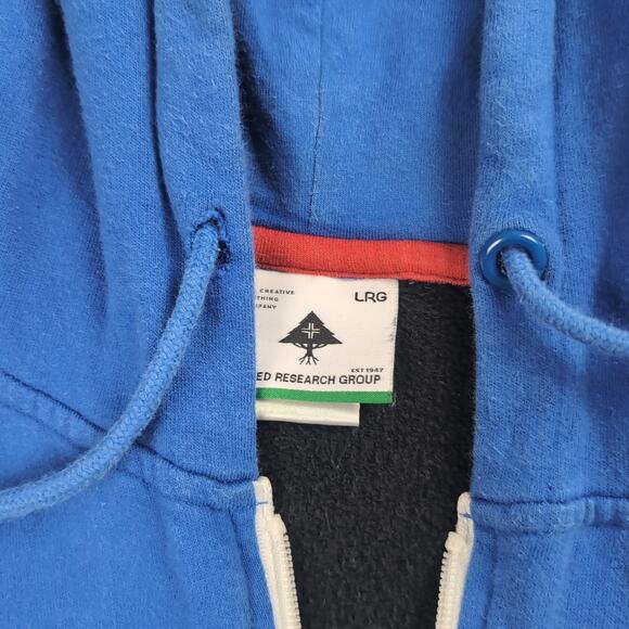 LRG Lifted Research Group Sweatshirt Men Small Blue Embroidered Zip Up Hoodie - Picture 2 of 6